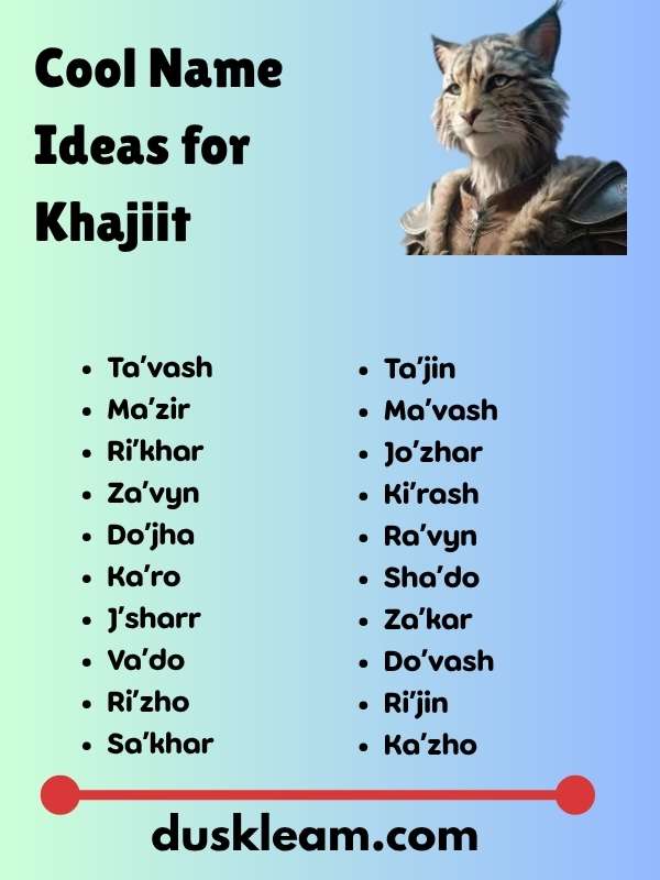Cool Name Ideas for Khajiit