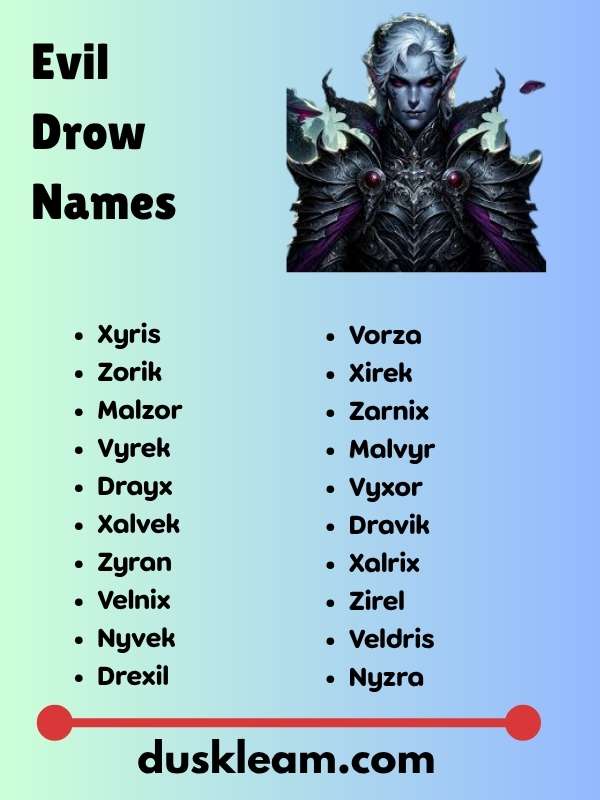 Evil Drow Names