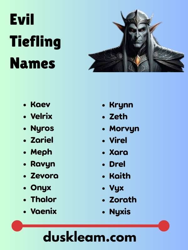 Evil Tiefling Names