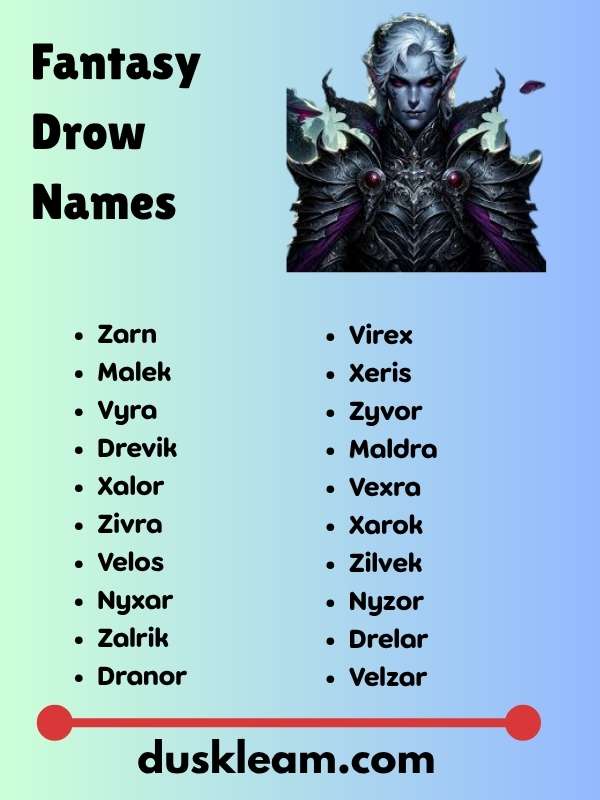 Fantasy Drow Names