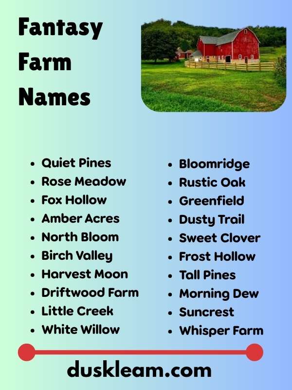 Fantasy Farm Names