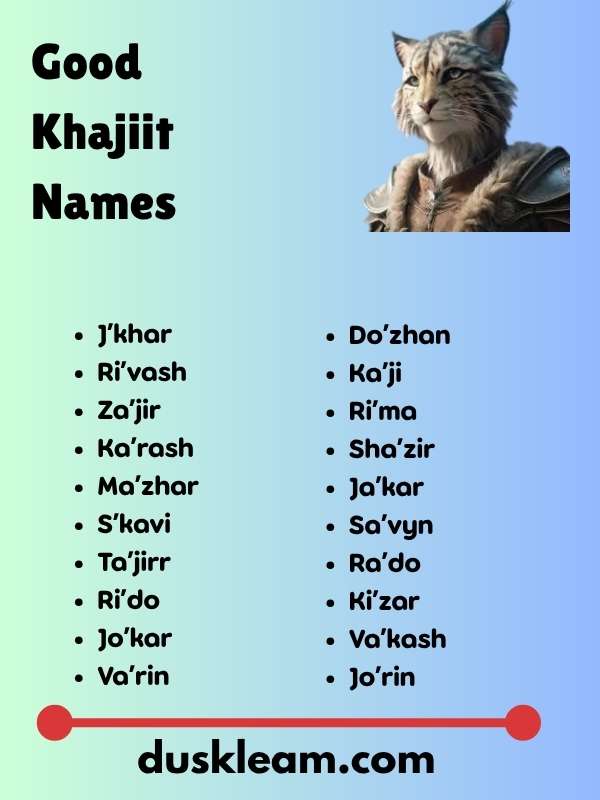Good Khajiit Names