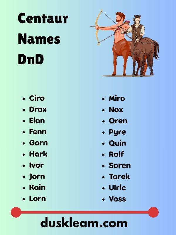 Centaur Names DnD