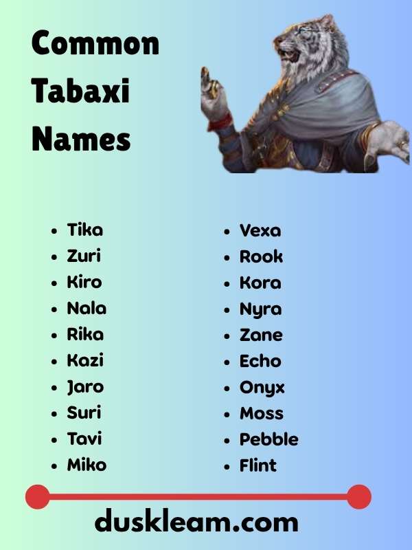 Common Tabaxi Names