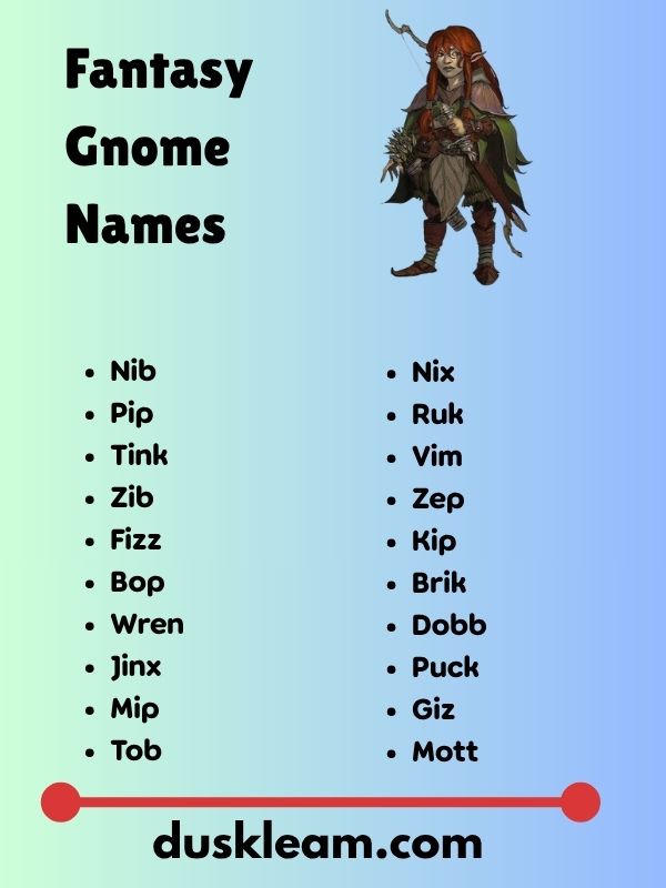 Fantasy Gnome Names