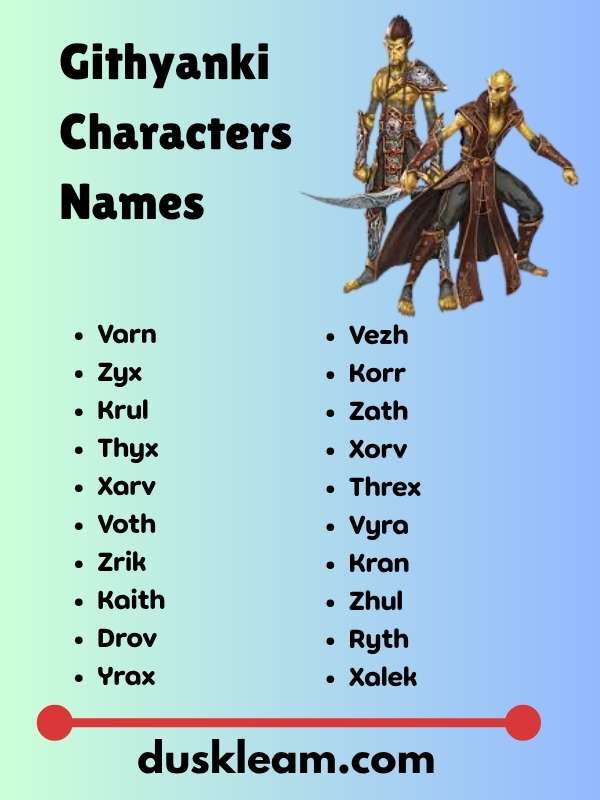 Githyanki Characters Names