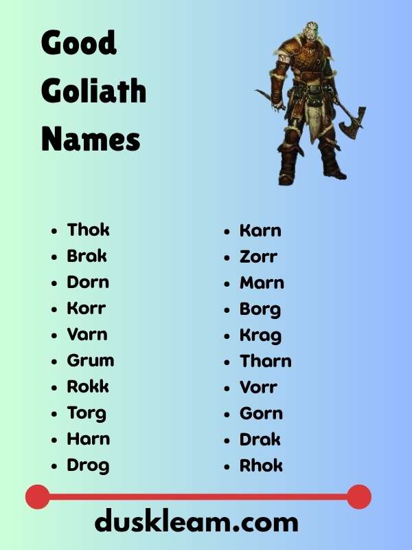 Good Goliath Names