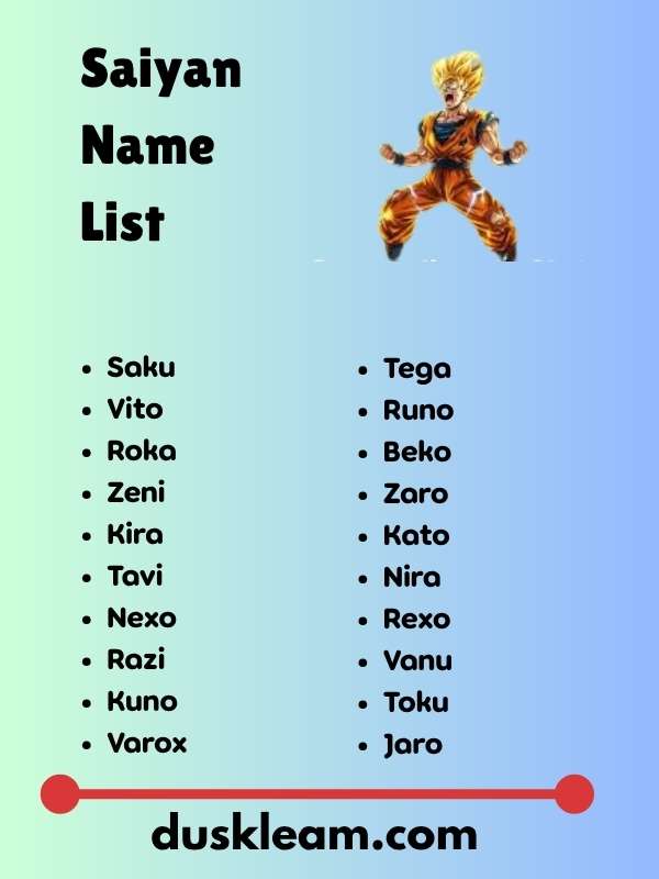Saiyan Name List