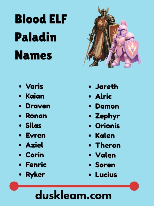 Blood ELF Paladin Names