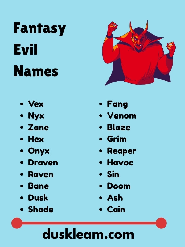 Fantasy Evil Names