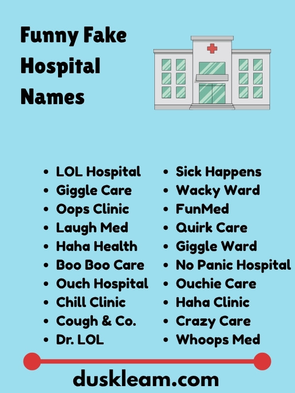 Funny Fake Hospital Names