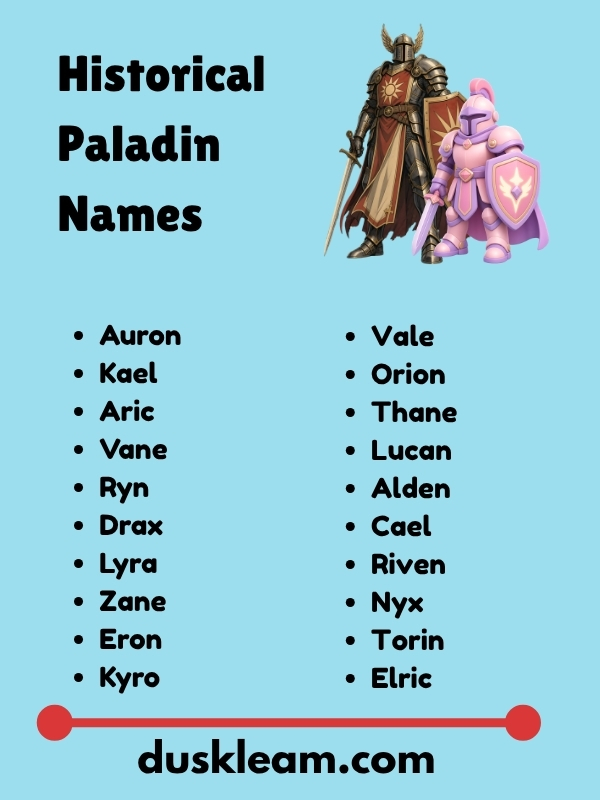 Historical Paladin Names