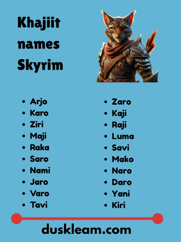 Khajiit names Skyrim