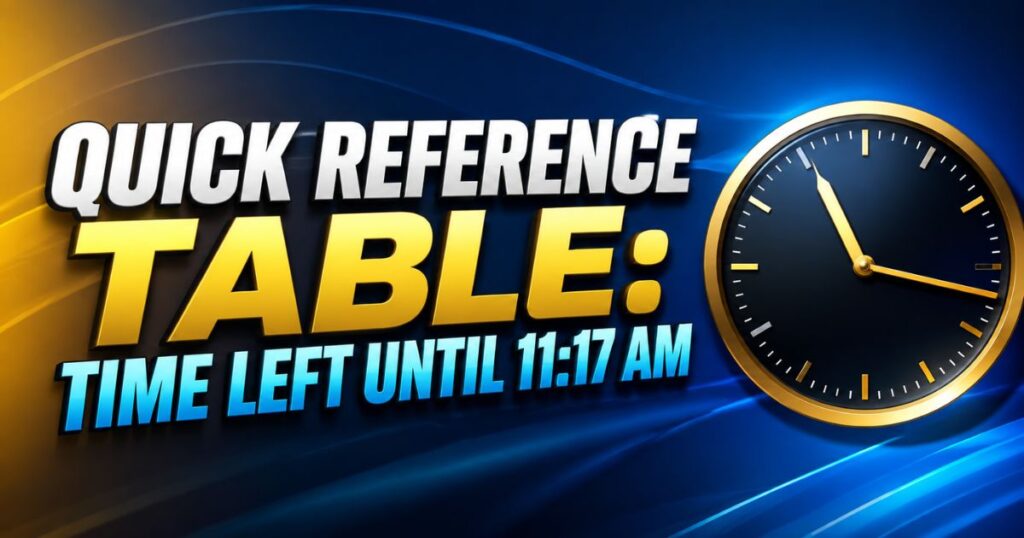 Quick Reference Table Time Left Until 1117 AM